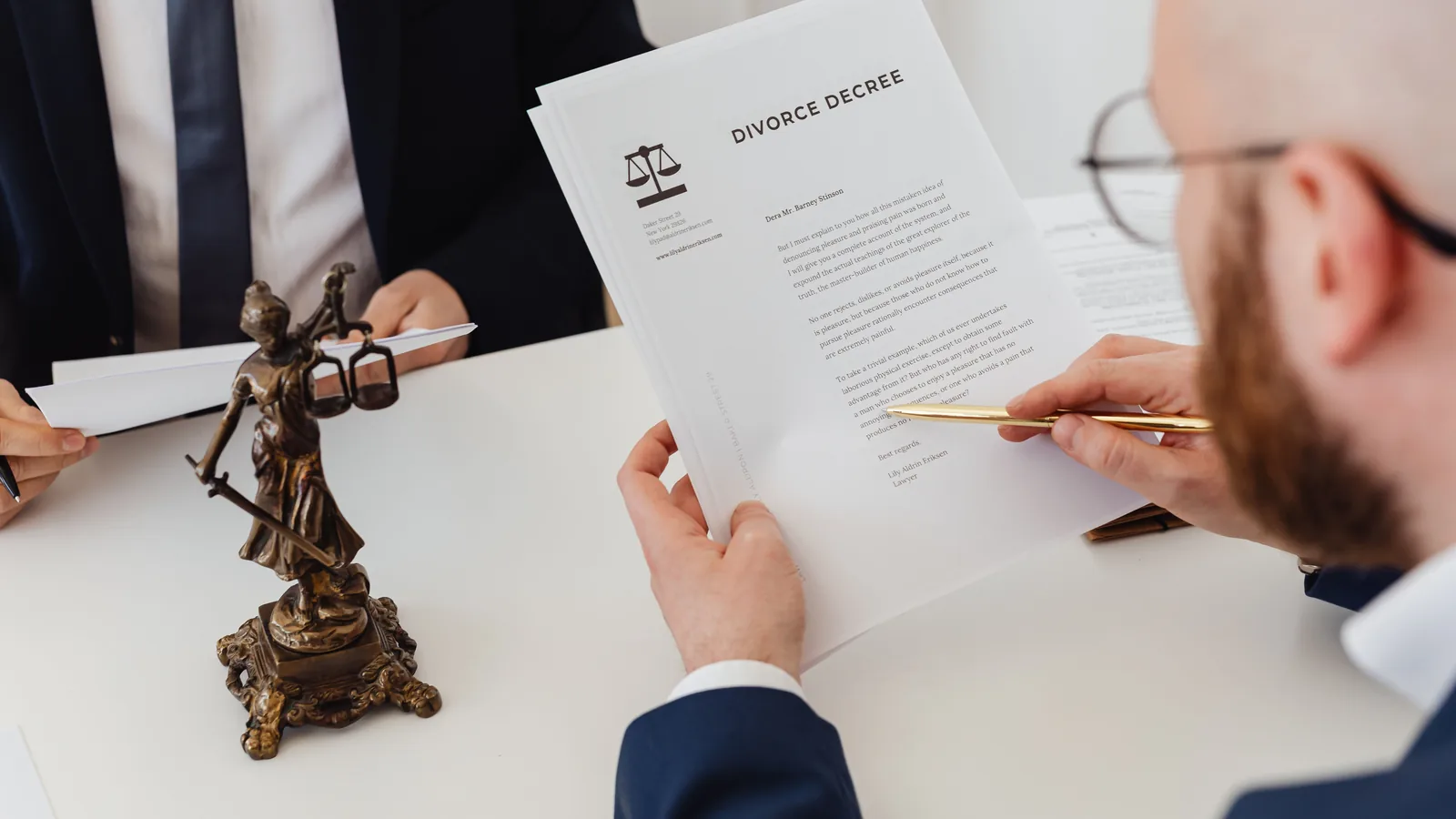 Legal document being reviewed during a family law consultation