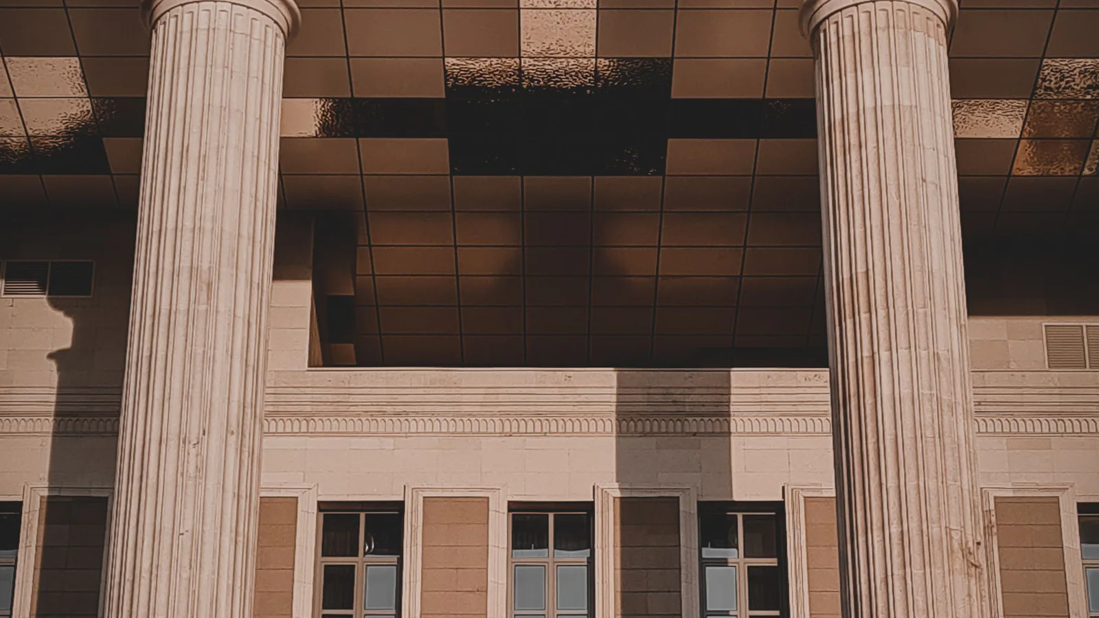 Classical columns at a public building entrance