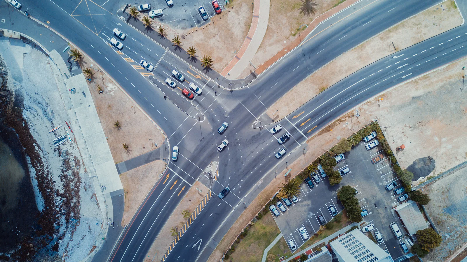 Aerial view of a Cape Town road intersection